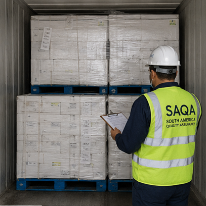 Inspetor SAQA verificando carga em contêiner
